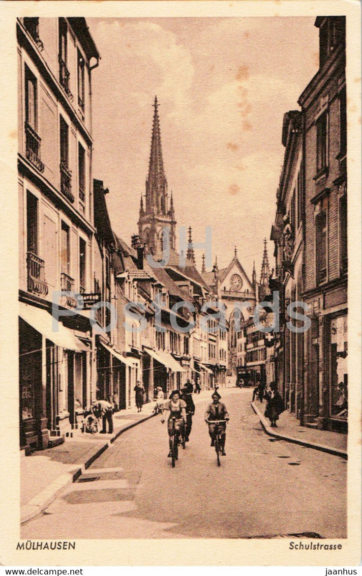 Mulhausen - Mulhouse - Schulstrasse - 1069 - old postcard - France - used - JH Postcards