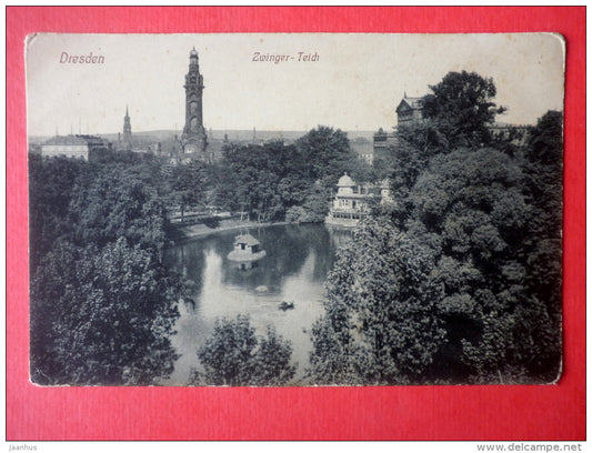 Zwinger-Teich - Zwingerteich - Dresden - 1542 - old postcard - Germany - unused - JH Postcards