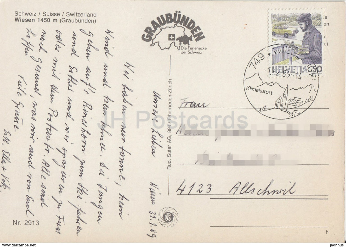 Wiesen 1450 m - Graubunden - 1989 - Switzerland - used