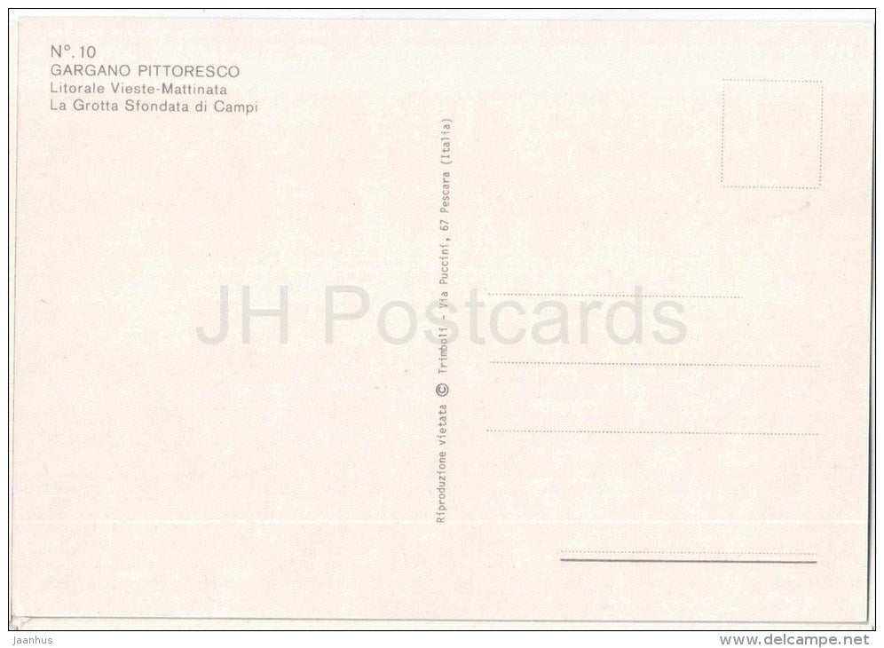 La Grotta Sfondata di Campi - Gargano Pittoresco - Gargano - Puglia - 10 - Italia - Italy - unused - JH Postcards