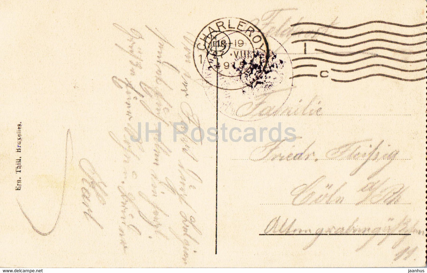 Charleroi – Le Palais de Justice – alte Postkarte – 1915 – Belgien – gebraucht