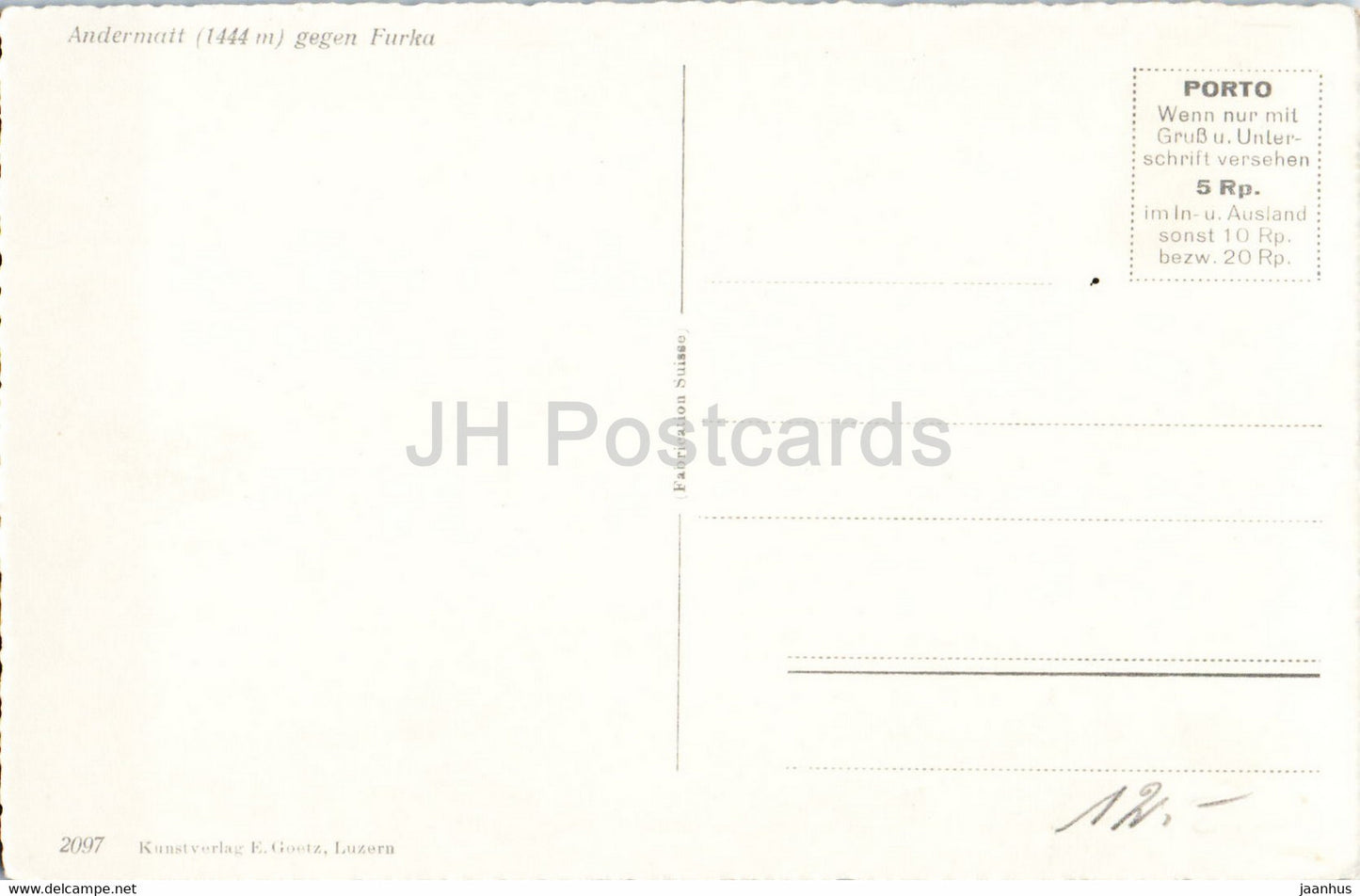 Andermatt 1444 m gegen Furka - 2097 - carte postale ancienne - Suisse - inutilisée