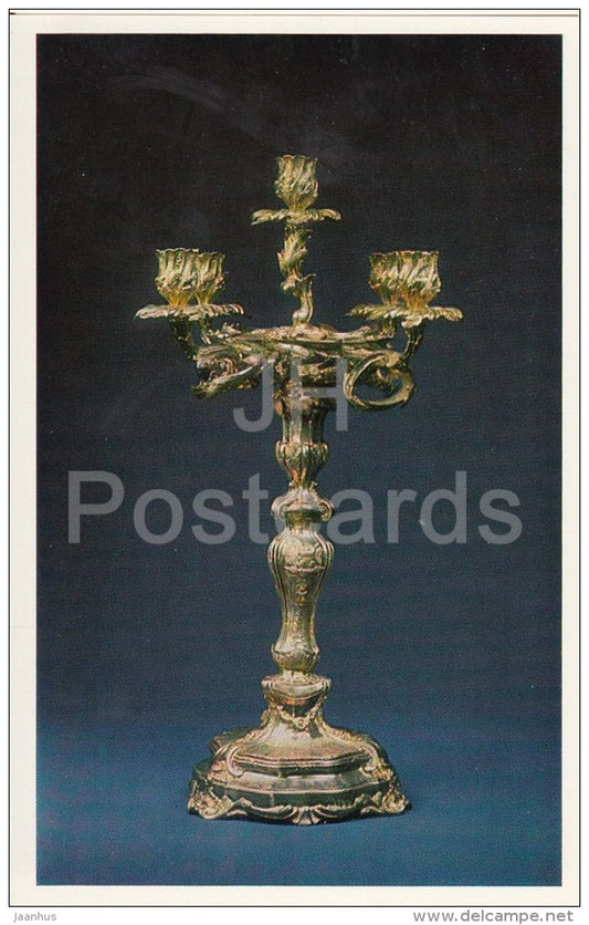 Chased Silver Candelabrum , Paris - Western European Silver from Hermitage - 1982 - Russia USSR - unused - JH Postcards