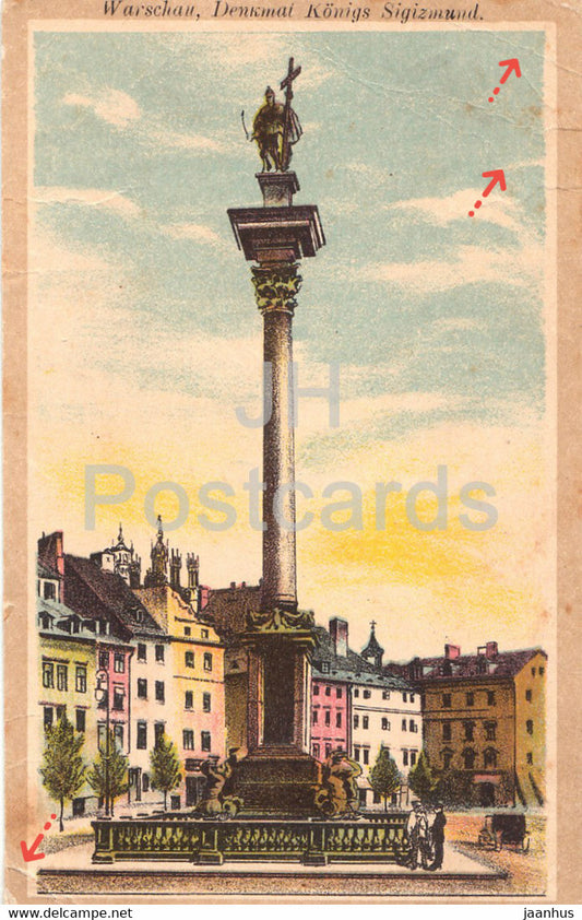 Warschau - Denkmal Konigs Sigizmund - Feldpost - old postcard - 1916 - Poland - used - JH Postcards