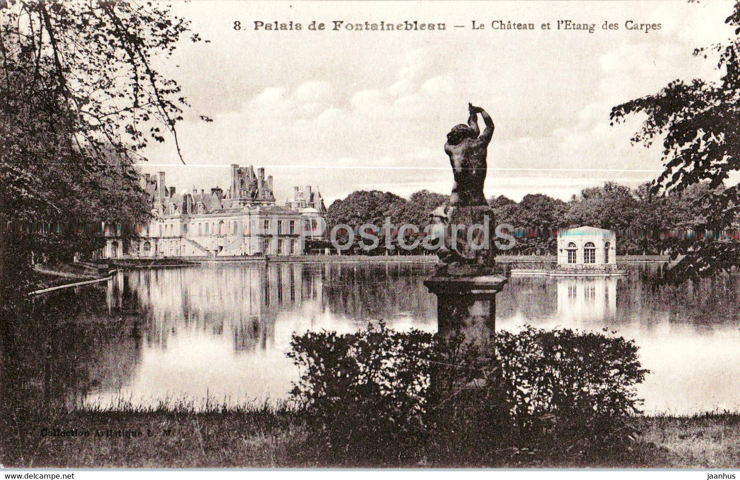 Palais de Fontainebleau - Le Chateau et l'Etang des Carpes - 8 - old postcard - 1921 - France - used - JH Postcards
