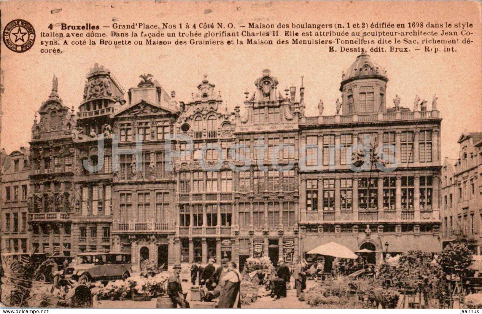 Bruxelles - Brussels - Grand Place - Maison des boulangers - old postcard - 4 - 1931 - Belgium - used