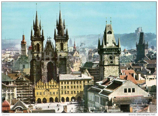 view of the old town with Tyn church - Praha - Prague - Czechoslovakia - Czech - unused - JH Postcards