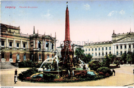 Leipzig - Mende Brunnen - 24 - fountain - old postcard - Germany - unused - JH Postcards