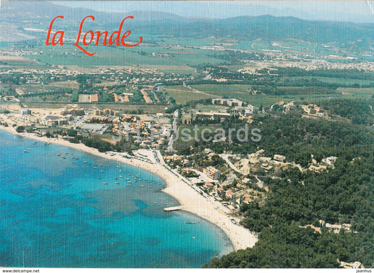 La Londe des Maures - vue aerienne  sur la Plage et l'Argentiere - beach - aerial view - France - 1986 - used - JH Postcards