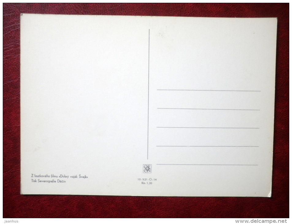 The Good Soldier Švejk - novel by Jaroslav Hasek - dogs - Tisk Severografia Decin - Film - Animation - Czech - un - JH Postcards