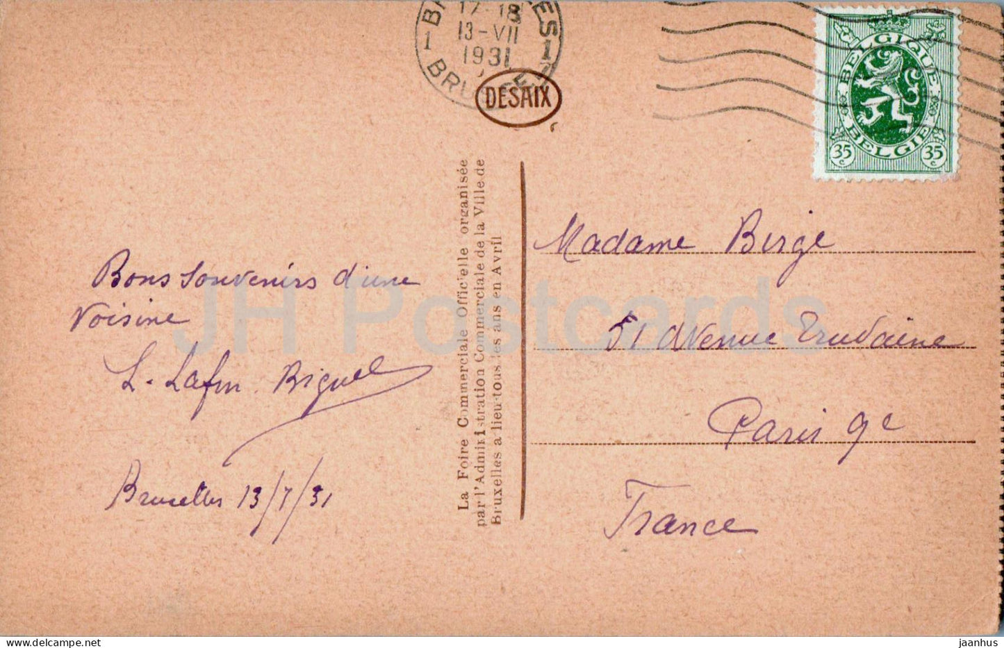 Bruxelles - Brüssel - Grand Place - Maison des boulangers - alte Postkarte - 4 - 1931 - Belgien - gebraucht 