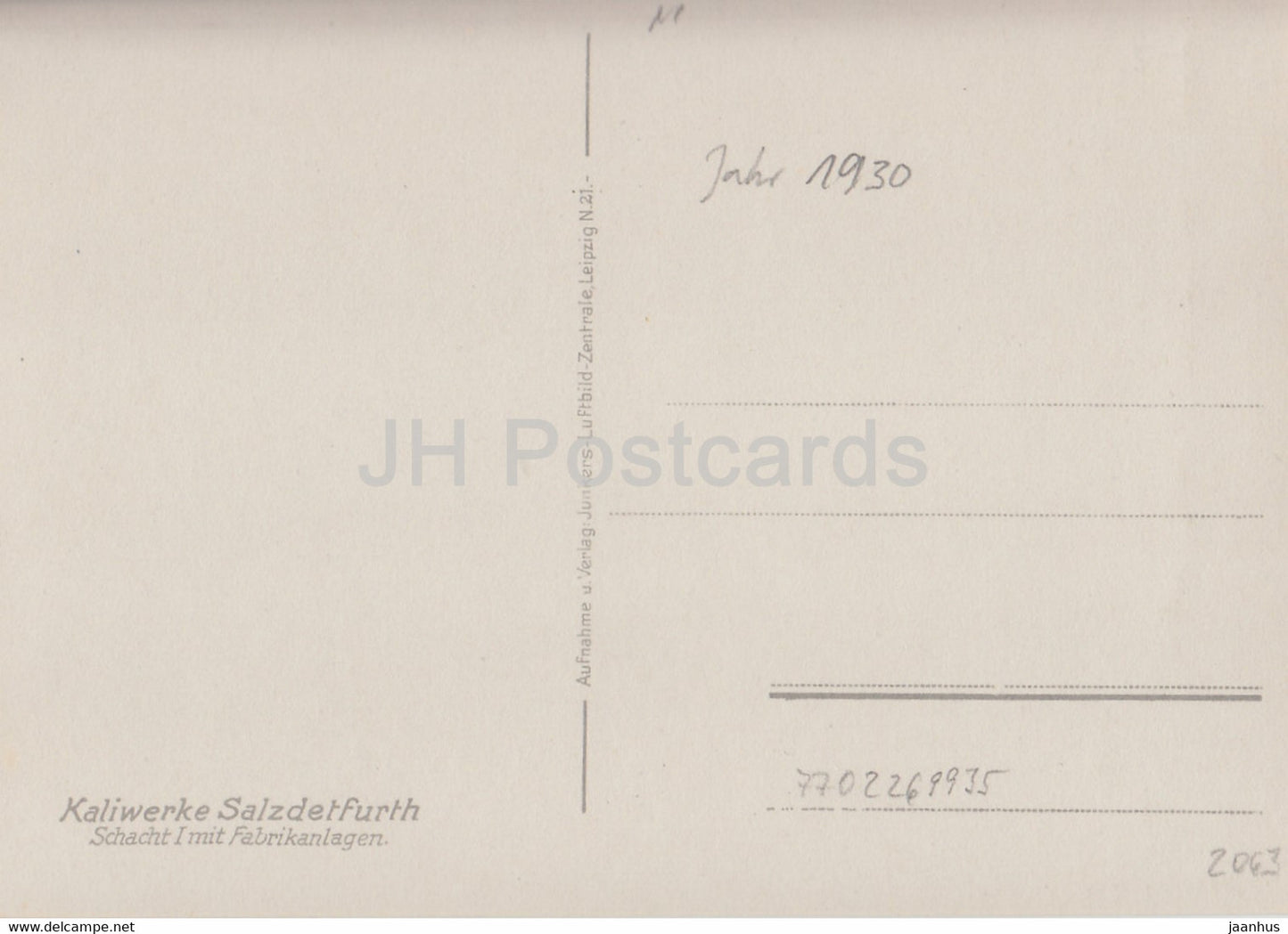 Kaliwerke Salzdetfurth - Schacht I mit Fabrikanlagen - 21 - old postcard - Germany - unused