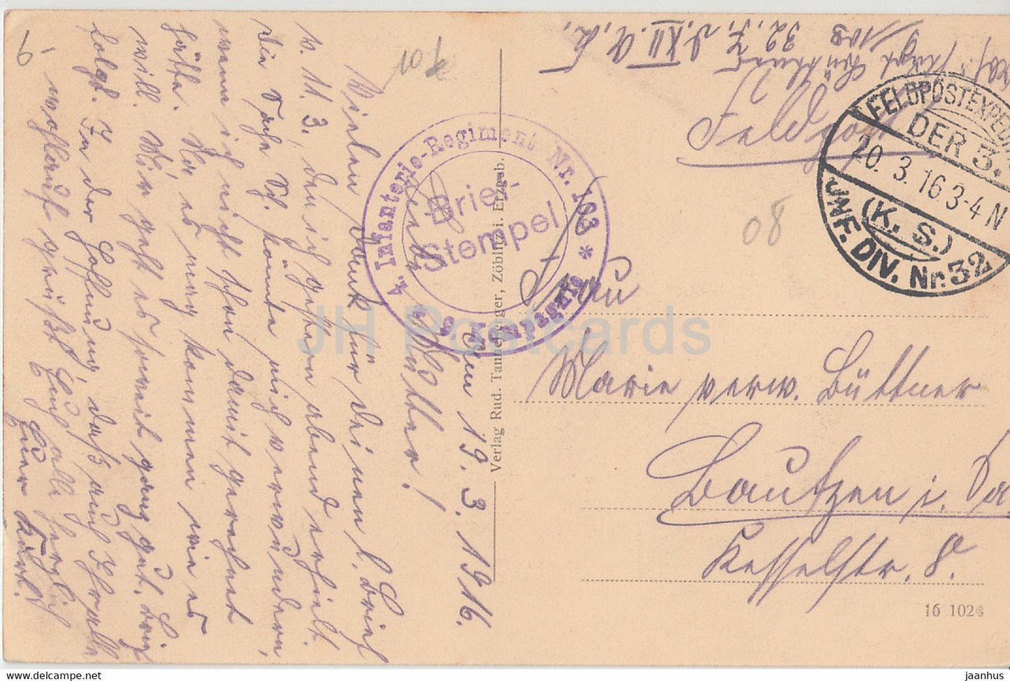 Rethel - Infanterie Regiment Nr 103 - Feldpost - Military - old postcard - 1916 - France - used