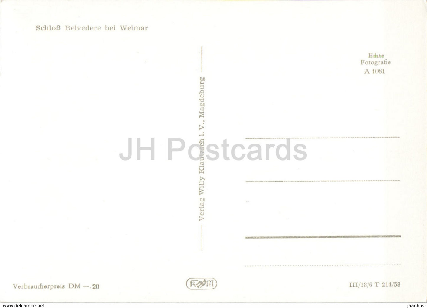 Schloss Belvedere bei Weimar - castle - Germany DDR - unused