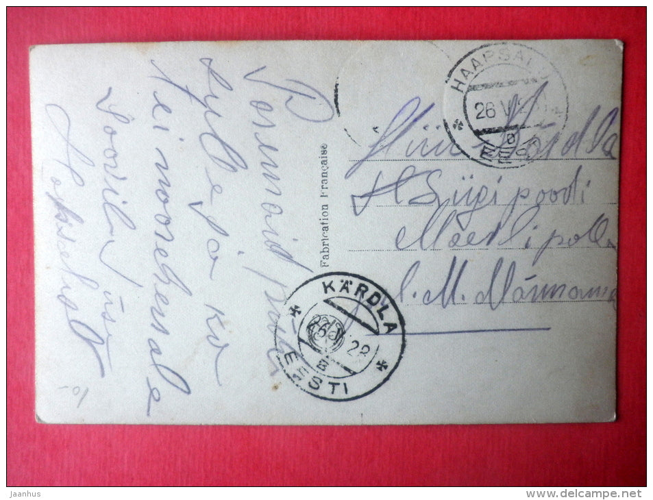 woman - lady - Noyer 3227 - circulated in Estonia Kärdla Haapsalu 1928 - JH Postcards