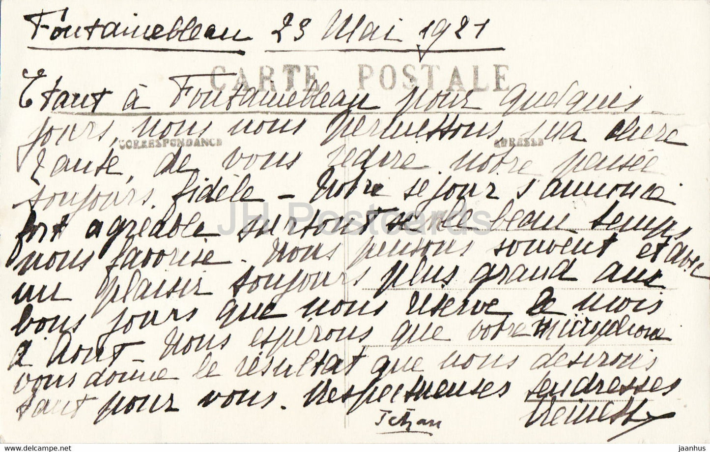 Palais de Fontainebleau - Le Château et l'Etang des Carpes - 8 - carte postale ancienne - 1921 - France - occasion