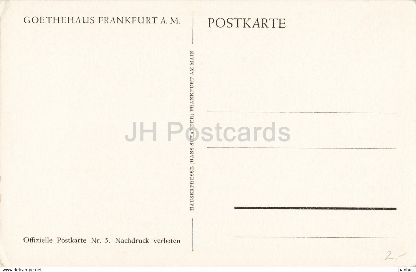 Frankfurt am Main - Goethehaus - Aufgang zum I Stock - alte Postkarte - Deutschland - unbenutzt
