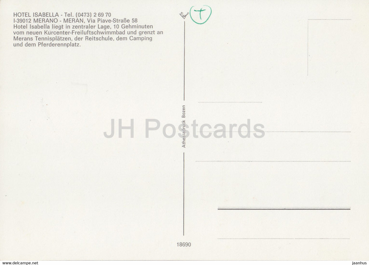 Hôtel Isabella - Merano - Meran - 18690 - Italie - inutilisé