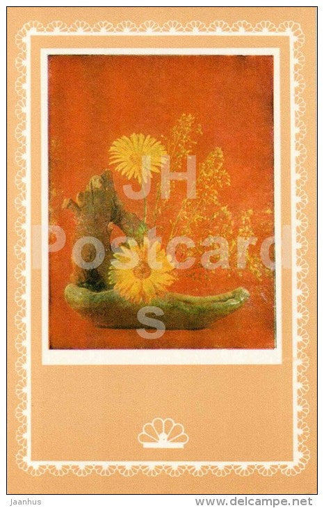 ikebana - flowers composition - 7 - 1981 - Latvia USSR - unused - JH Postcards
