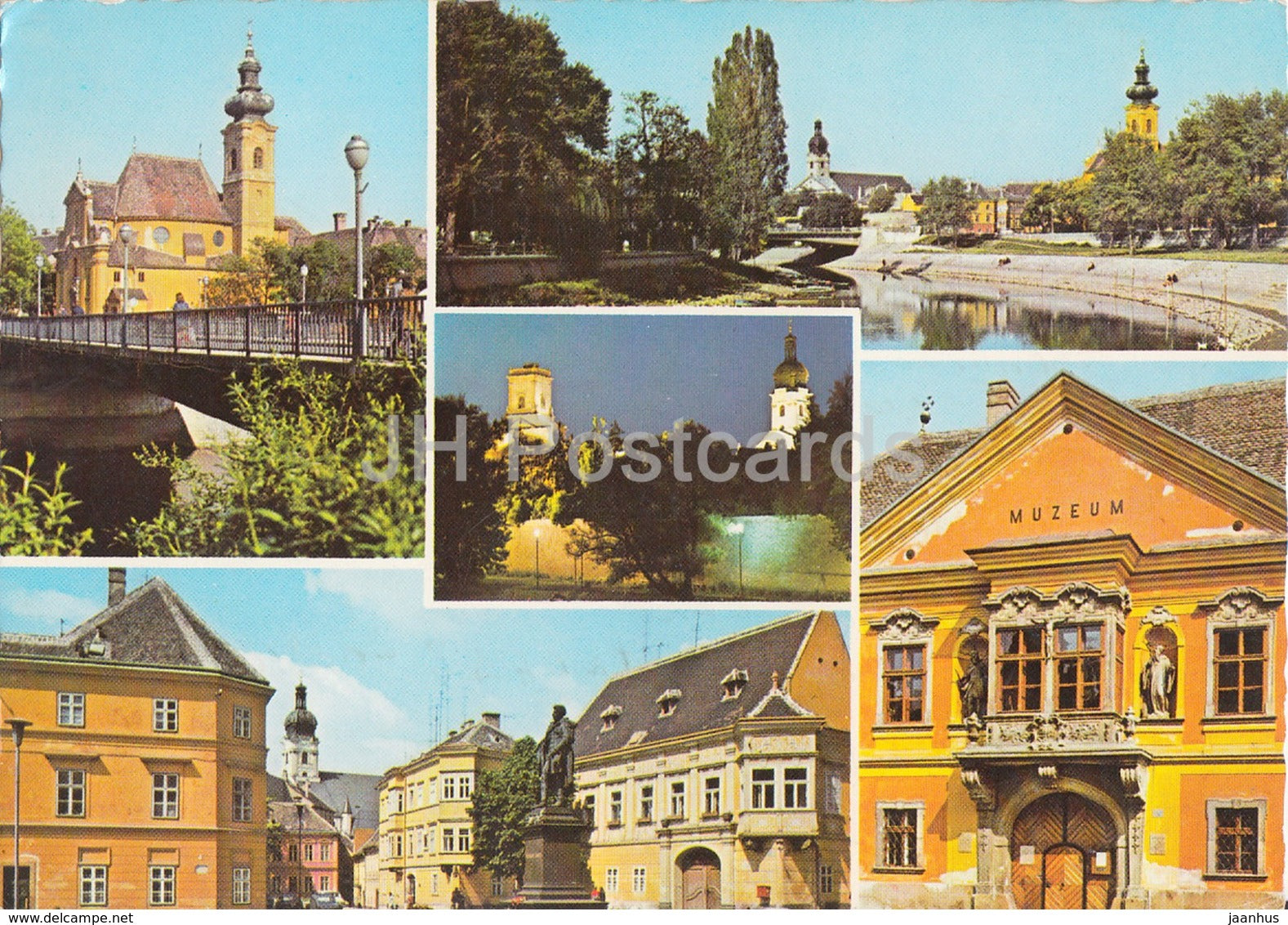 Gyor - museum - architecture - multiview - 1974 - Hungary - used - JH Postcards