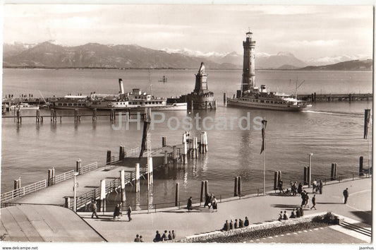 Lindau im Bodensee Hafeneinfahrt - ship - Germany - used - JH Postcards