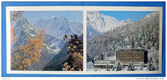 Dombai massif - hotel Mountain Peak - Caucasus - Mountaneering - alpinism - 1980 - Russia USSR - unused - JH Postcards