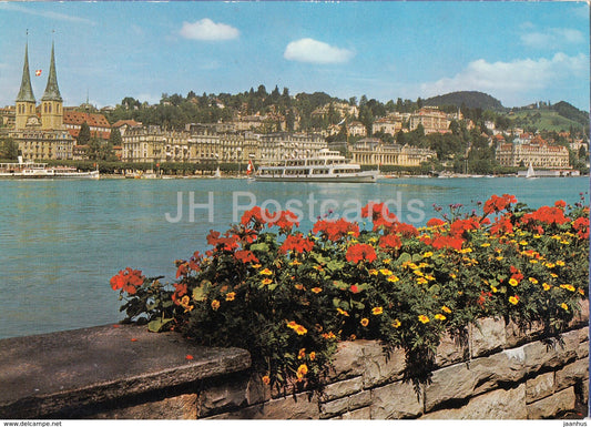 Luzern - Lucerne - Hofkirche und Nationalquai - ship - MS - 1970 - Switzerland - unused - JH Postcards