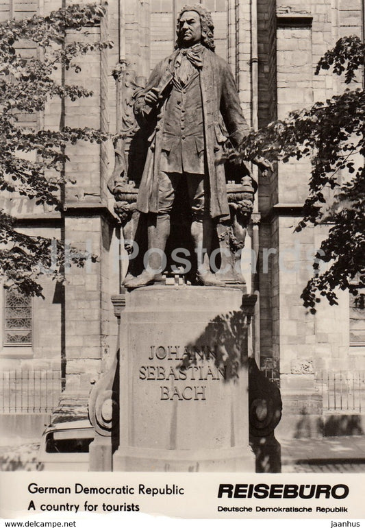 Leipzig - monument to composer Johann Sebastian Bach - REISEBÜRO - 1964 - DDR - Germany - unused - JH Postcards