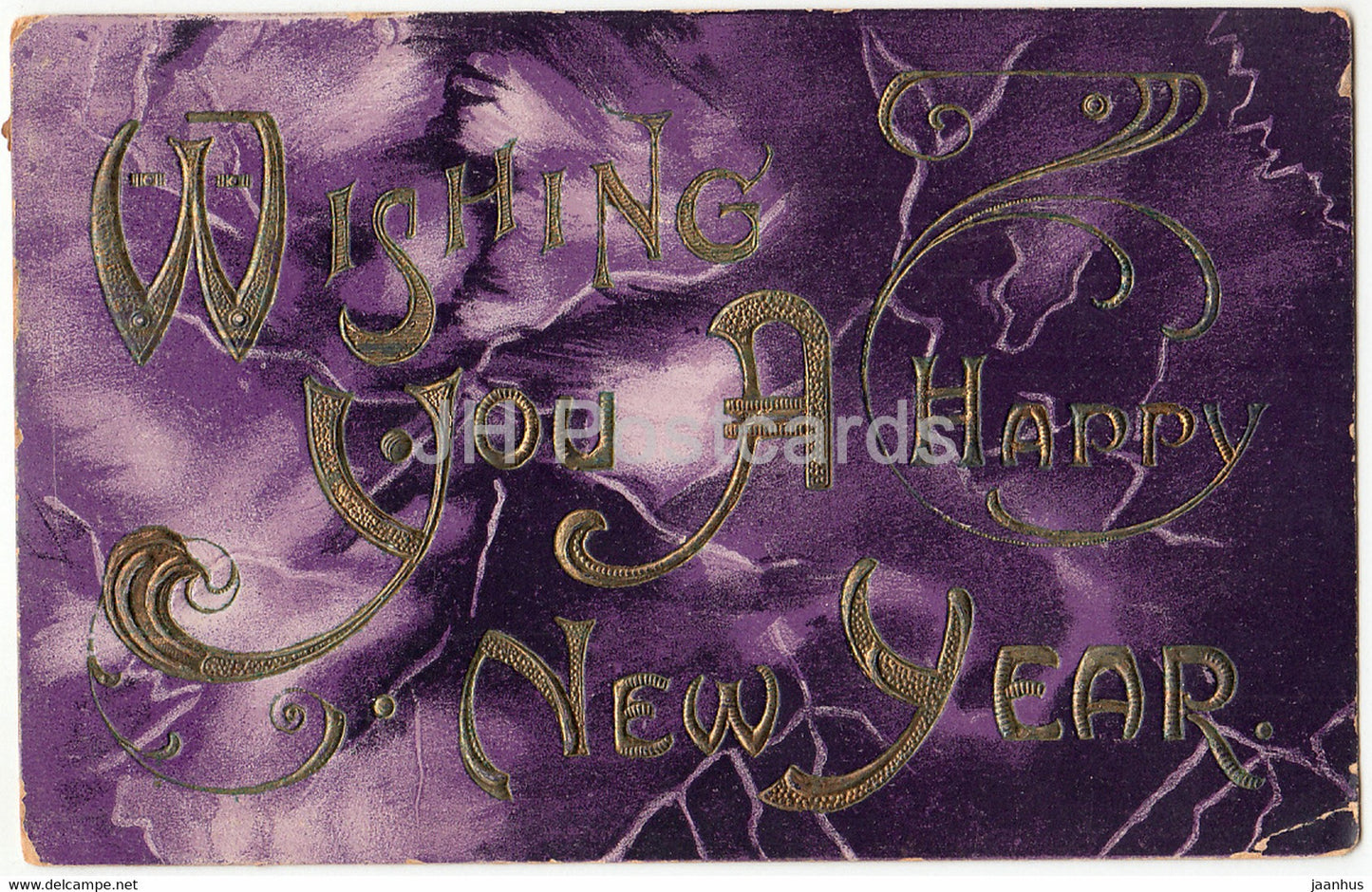 New Year Greeting Card - Wishing You A Happy New Year - old postcard - 1909 - USA - used - JH Postcards