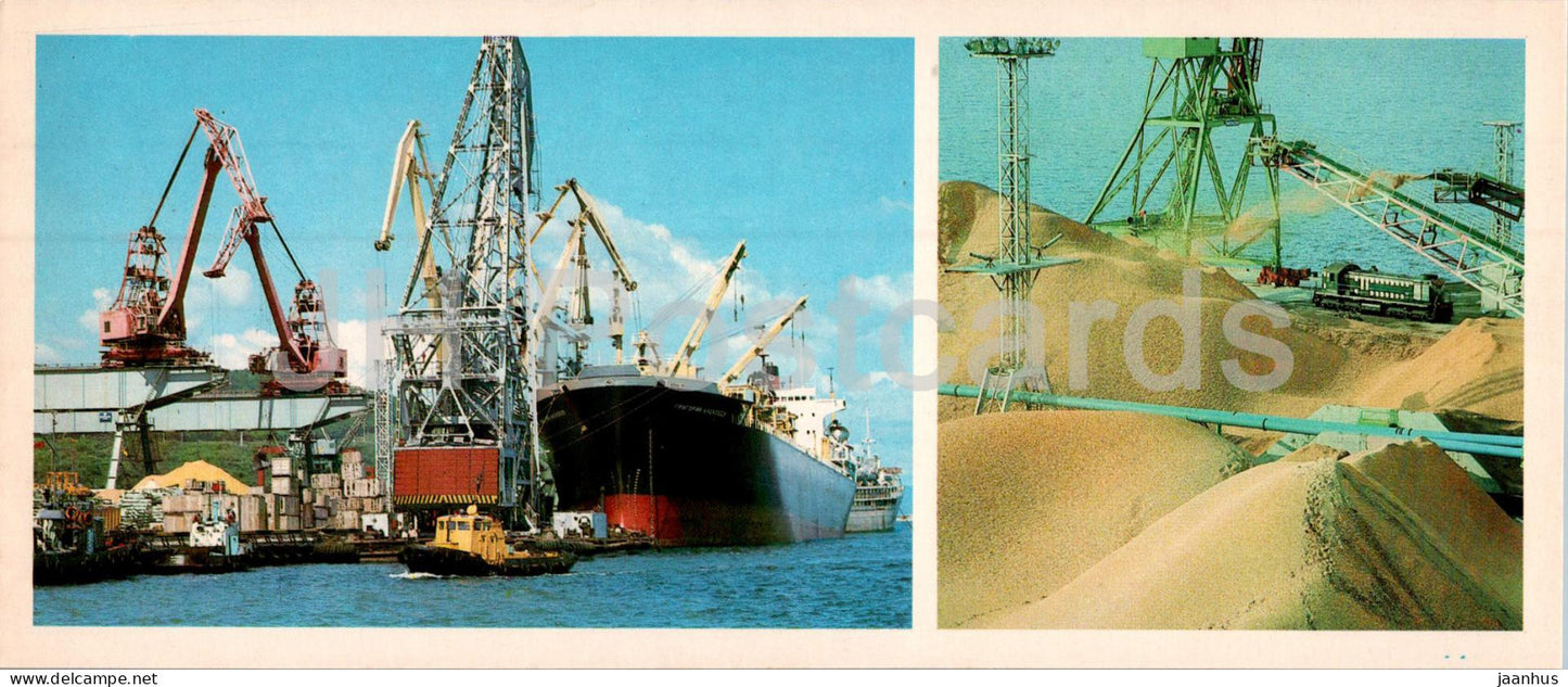 Vostochny Port (Eastern Port) - Loading woodchips - ship - crane - 1982 - Russia USSR - unused