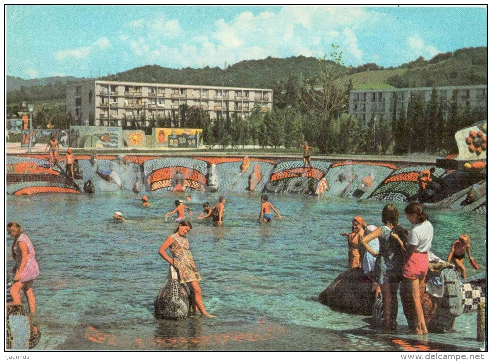 Adler Holiday Hotel - pool - Caucasus - Aeroflot - Russia USSR - unused - JH Postcards