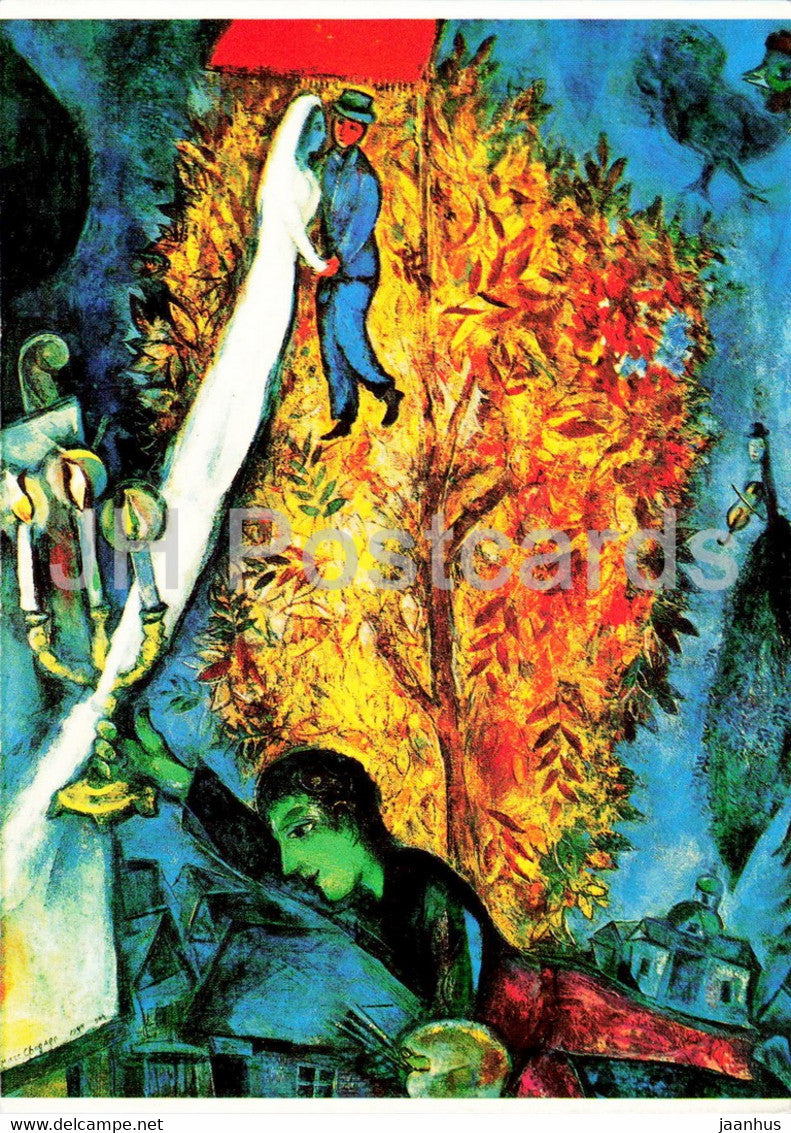 painting by Marc Chagall - Der Baum des Lebens - Tree of Life - French art - Germany - unused - JH Postcards