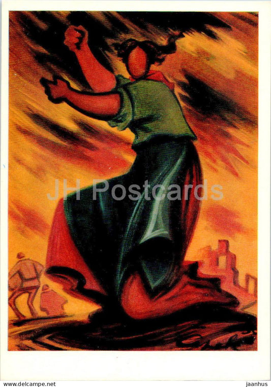 painting by Josef Capek - Fire - Czech art - 1977 - Russia USSR - unused - JH Postcards