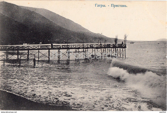 Gagra - Gagry - pier - 190 - old postcard - 1910 - Georgia - Imperial Russia - Tsarist Russia - unused - JH Postcards