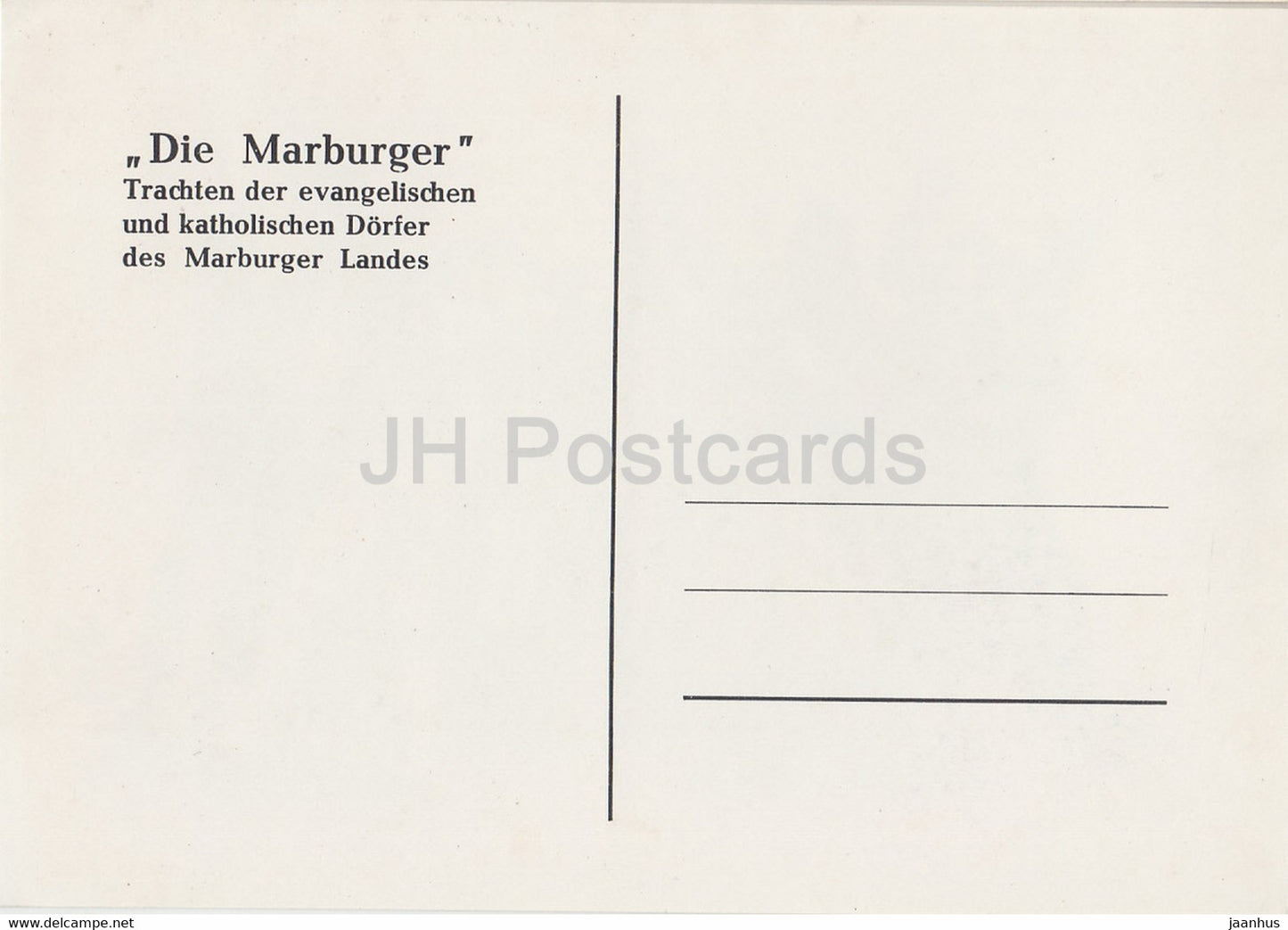 Die Marburger - Trachten der evangelischen und katholischen Dorfer - folk costumes - Germany - unused
