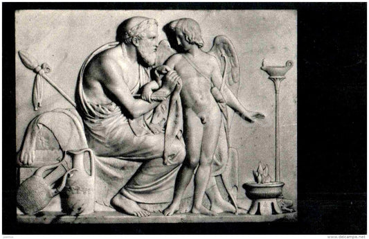 sculpture by Bertel Thorvaldsen - Cupid (Amor) at Anacreon - danish art - unused - JH Postcards