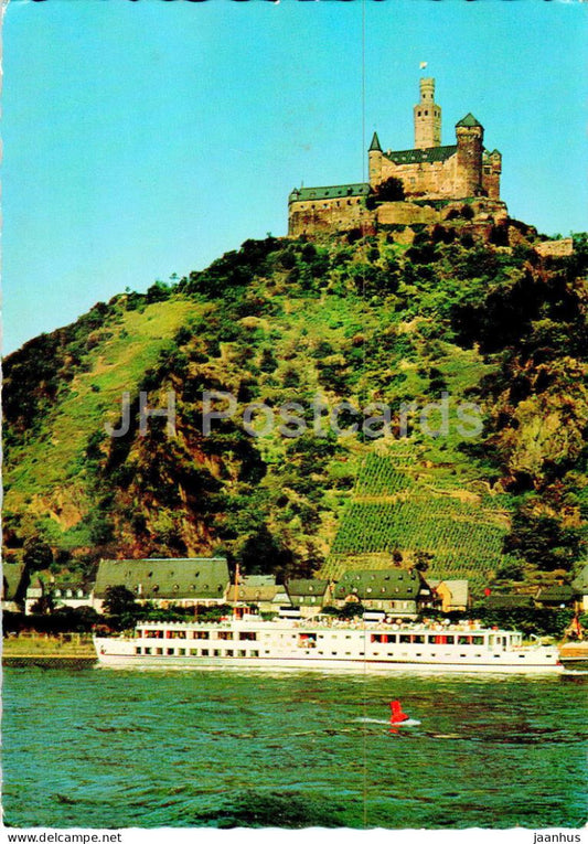 Die Marksburg b Braubach am Rhein - passenger ship - FK 957 - Germany - used - JH Postcards