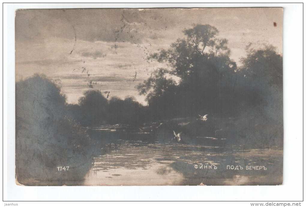 painting by Fink - In the evening - 1747 - circulated in Tsarist Russia 1909 , Pskov , St. Petersburg - used - JH Postcards