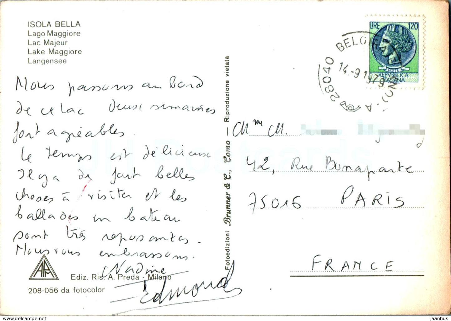 Isola Bella - Lago Maggiore - Lac Majeur - 1979 - Italie - occasion 