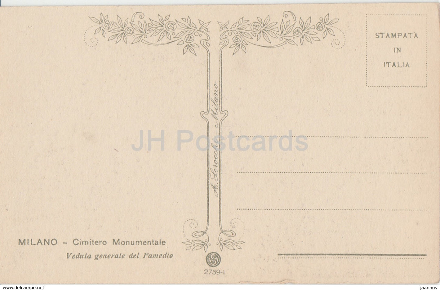 Milano - Milan - Cimitero Monumentale - veduta generale del Famedio - cemetery - old postcard - Italy - unused