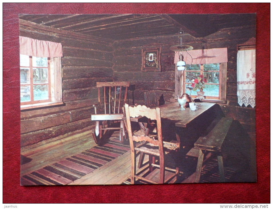 North Estonian fisherman`s dwelling room , interior - The Estonian State Open-Air Museum - 1984 - Estonia USSR - unused - JH Postcards