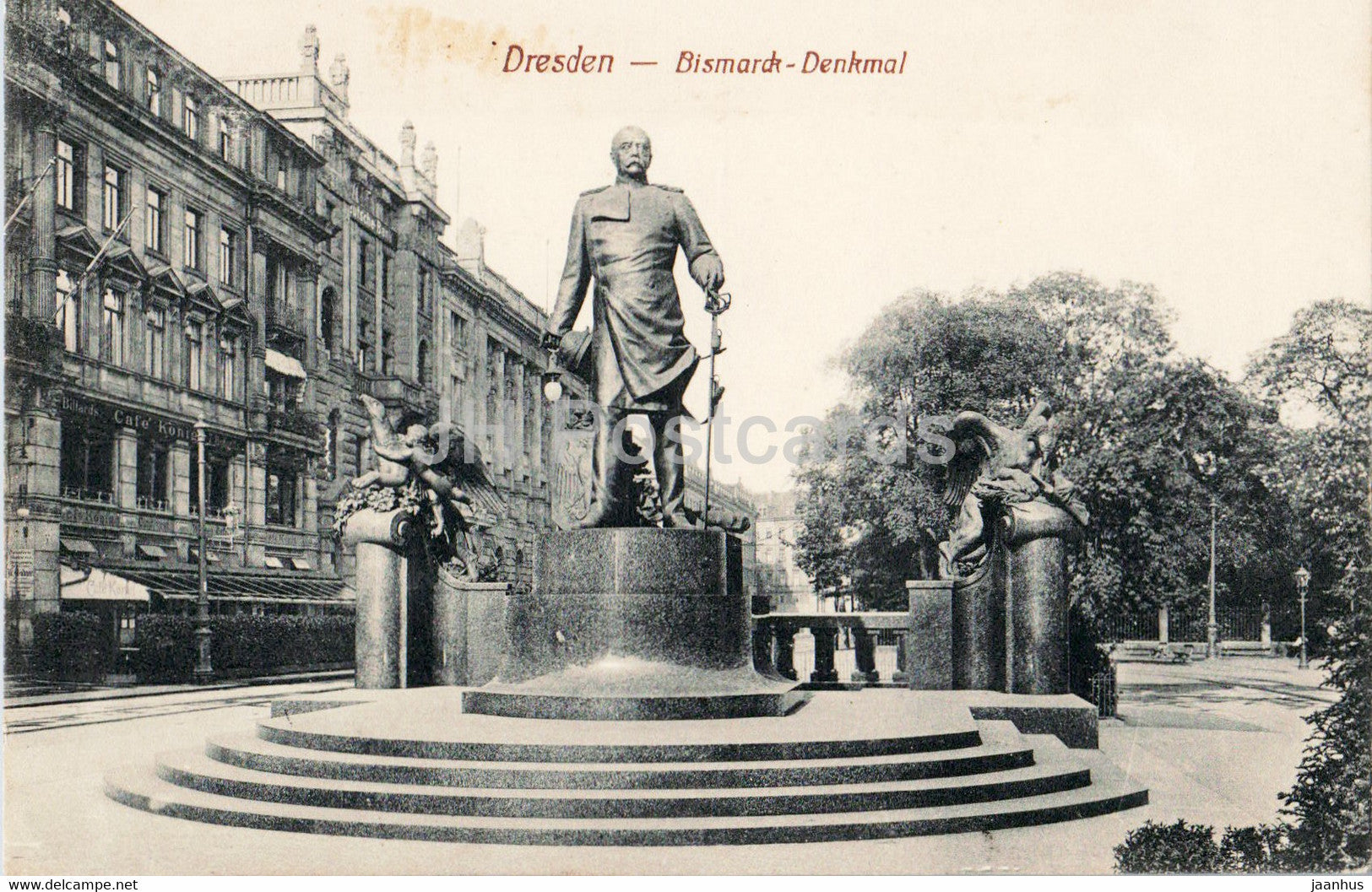 Dresden - Bismarck Denkmal - monument - 1408 - old postcard - 1912 - Germany - used - JH Postcards
