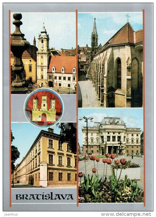 4. April square - church of the Poor Clares -  National Theatre - Bratislava - Czechoslovakia - Slovakia - unused - JH Postcards
