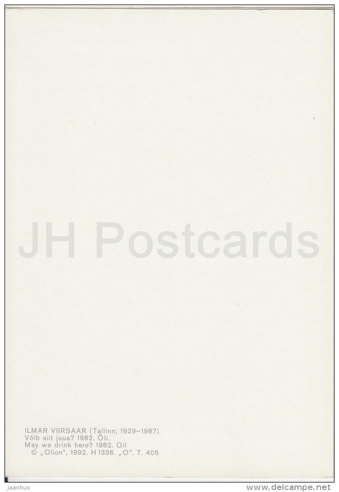 painting by I. Viirsaar - May we drink here? , 1982 - horses - Estonian art - 1992 - Estonia - unused - JH Postcards