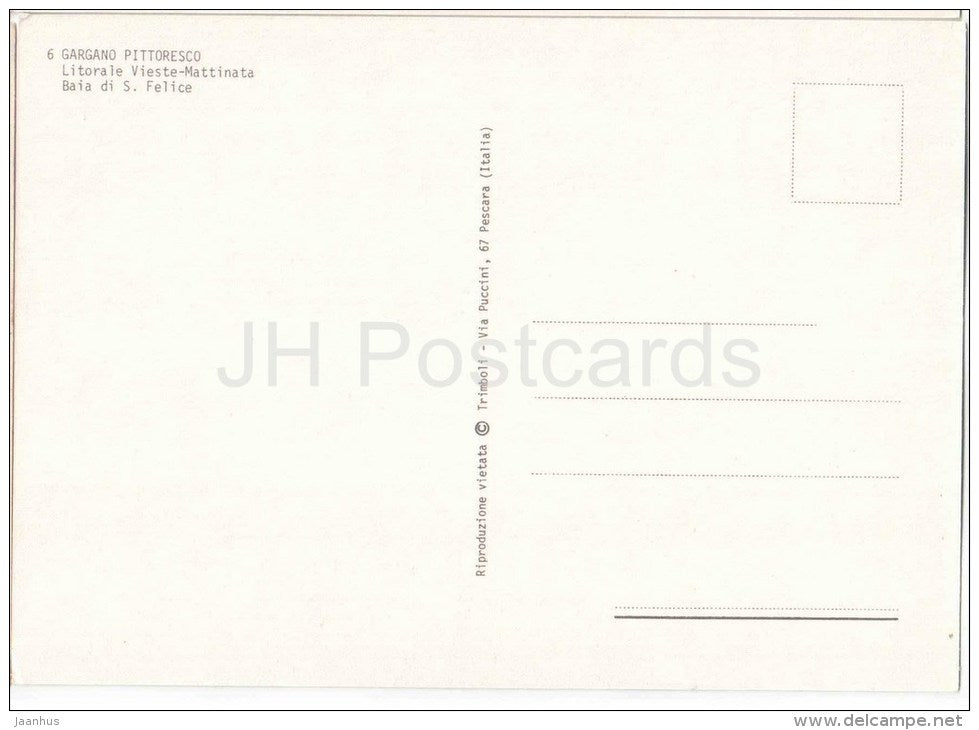 Baia di S. Felice - Gargano Pittoresco - Gargano - Puglia - 6 - Italia - Italy - unused - JH Postcards