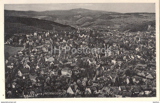 Wernigerode Harz mit Blick zum Brocken - old postcard - 1932 - Germany - used - JH Postcards