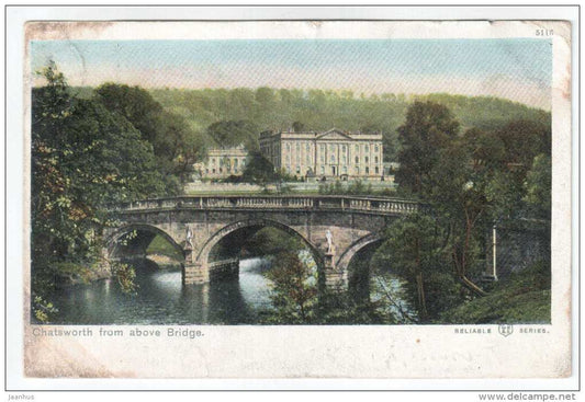 Bridge - CHATSWORTH - England - UK - old postcard - circulated in England - used - JH Postcards