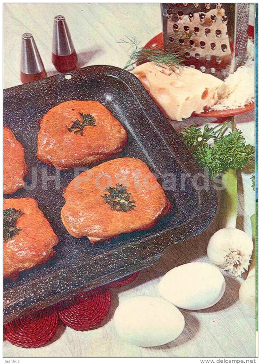 hot cheese bread - eggs - cooking recepies - 1983 - Estonia USSR - unused - JH Postcards