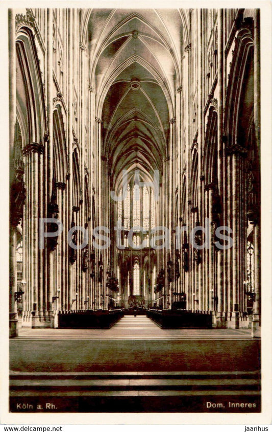 Koln a Rh - Cologne - Dom Inneres - cathedral - old postcard - 1932 - Germany - used - JH Postcards