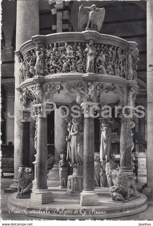 Pisa - Cattedrale - Pulpito di G Pisano - cathedral - old postcard - 1955 - Italy - used - JH Postcards